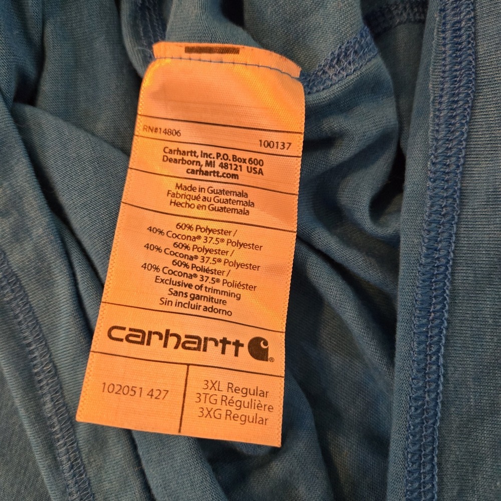 Carhartt  Active Quarter Zip Fitted Pullover Mens Size XL Blue Logo - Picture 8 of 8